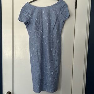 Talbots Floral Embroidered Dress Petite 8 Blue